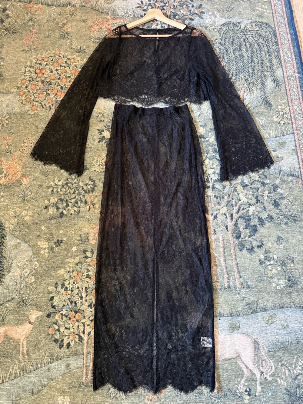 House of Harlow 1960 Black Lace Two-Piece Set